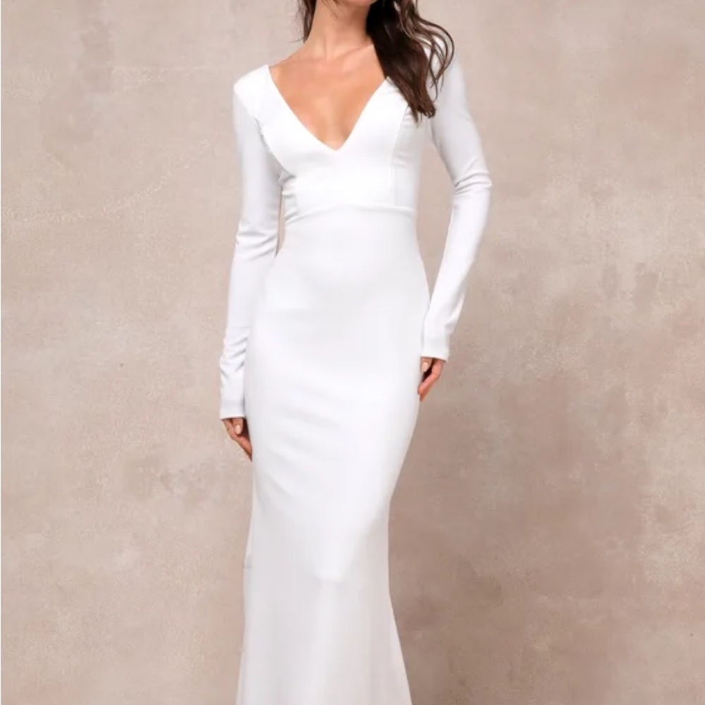 Lulu's Chic White Long Sleeve Dress